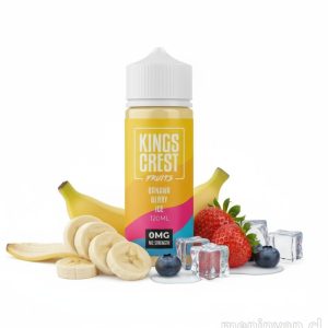 Imagen de Kings Crest Fruits Banana Berry Ice 120ml, e-liquid con sabor a plátano, frutos rojos y mentol.