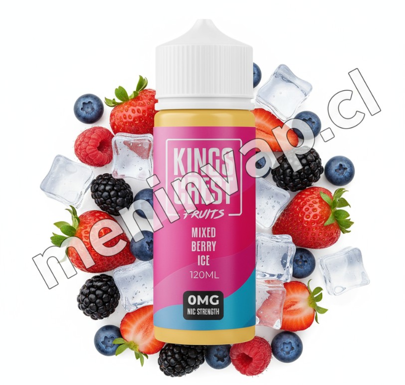 Imagen de Kings Crest Fruits Mixed Berry Ice 120ml, e-liquid con mezcla de frutos rojos y hielo.