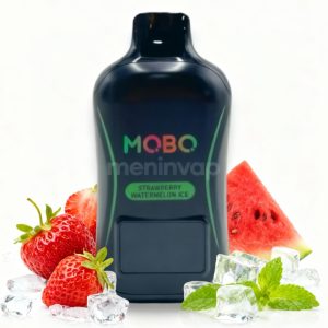 Imagen del vapeador MOBO 18000 Puff Strawberry Watermelon Ice, dispositivo desechable con sabor a frutilla, sandía y frescor helado.
