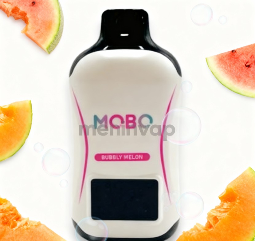 Imagen del vapeador Mobo 18000 Puff Bubbly Melon, dispositivo desechable con sabor a melón dulce y efervescente.