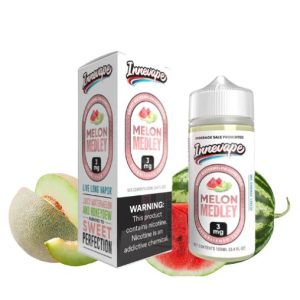 Imagen de Innevape Melon Medley 100ml, e-liquid frutal para vapeo con frescura de melón y sandía.