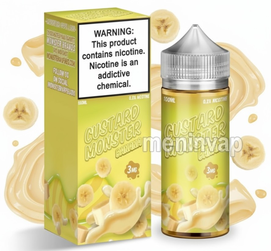 Botella Custard Monster Banana 100ml e-liquid con sabor a plátano y crema pastelera