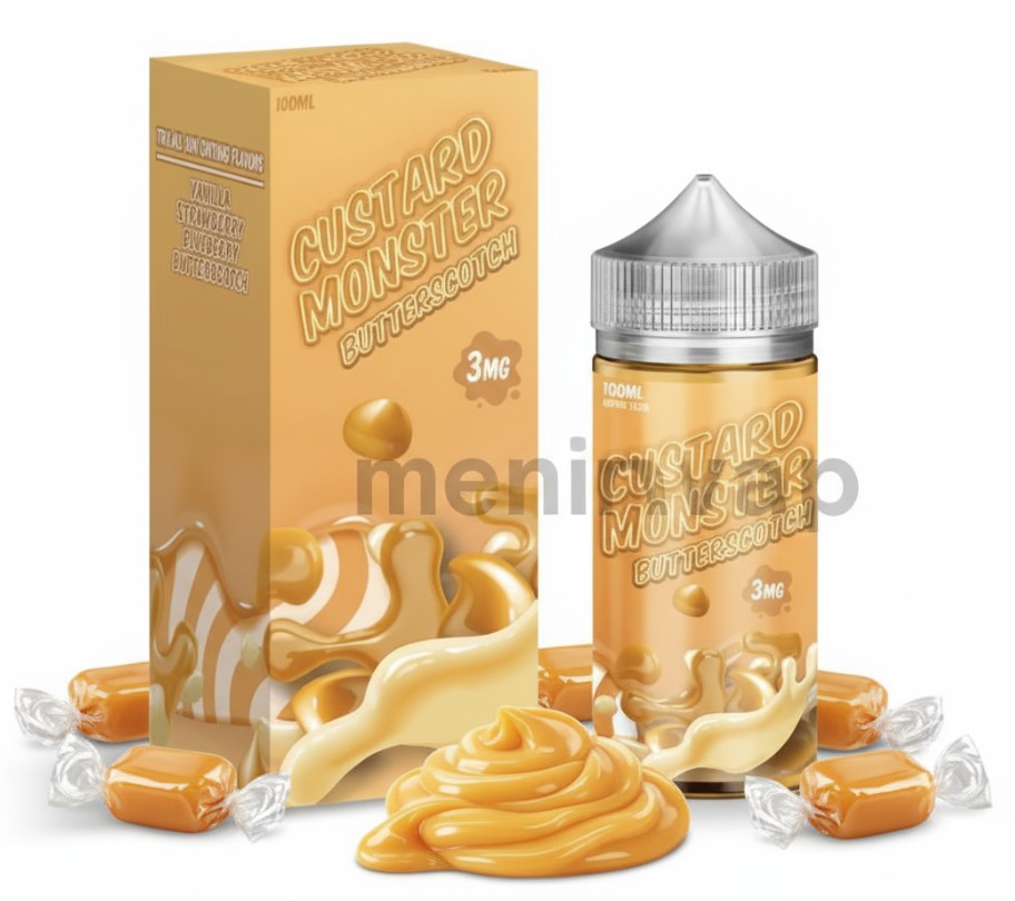 Botella Custard Monster Butterscotch 100ml e-liquid sabor caramelo butterscotch y crema pastelera