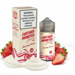 Botella Custard Monster Strawberry 100ml e-liquid con sabor a crema pastelera de vainilla y fresas naturales