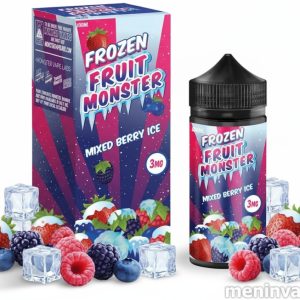 Imagen de Frozen Fruit Monster Mixed Berry Ice 100ml con frutos rojos cubiertos de hielo para vapeo fresco.