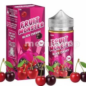 Botella Fruit Monster Black Cherry 100ml e-liquid con sabor a cereza roja y negra y 3mg de nicotina