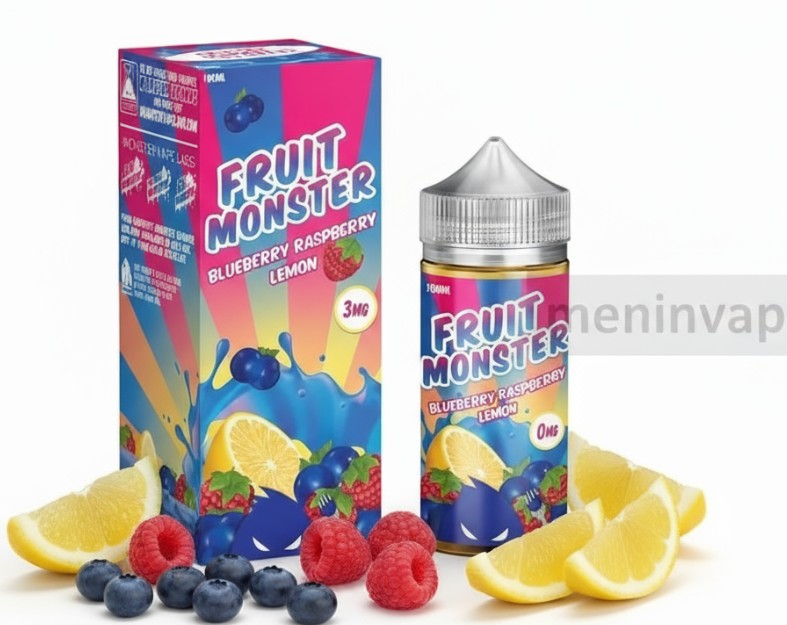 Imagen de Fruit Monster Blueberry Raspberry Lemon 100ml con arándanos, frambuesas y limón frescos.