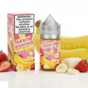 Imagen de Fruit Monster Strawberry Banana 30ml mostrando fresas y plátanos frescos con sales de nicotina.