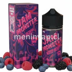 Imagen de Jam Monster Mixed Berry 100ml con referencias a frutos rojos frescos.