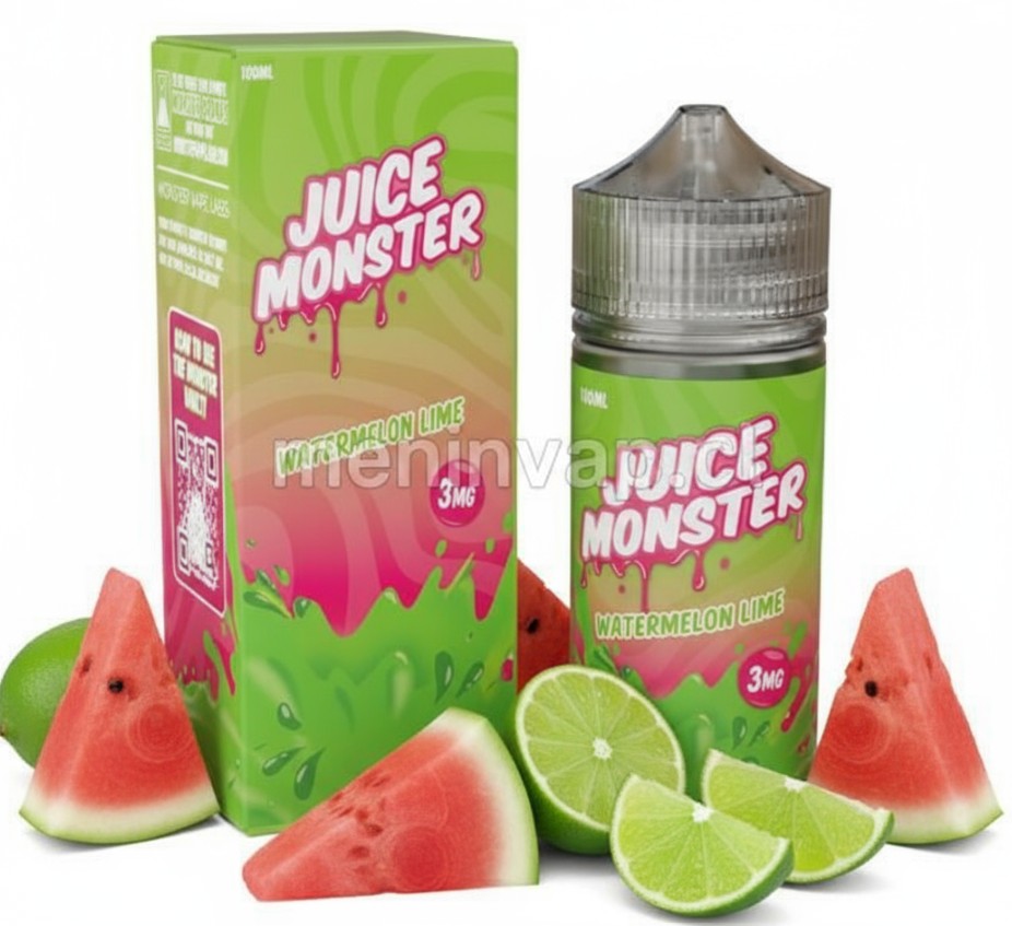Imagen de Juice Monster Watermelon Lime 100ml con referencia a sandía y lima frescas para vapeo.