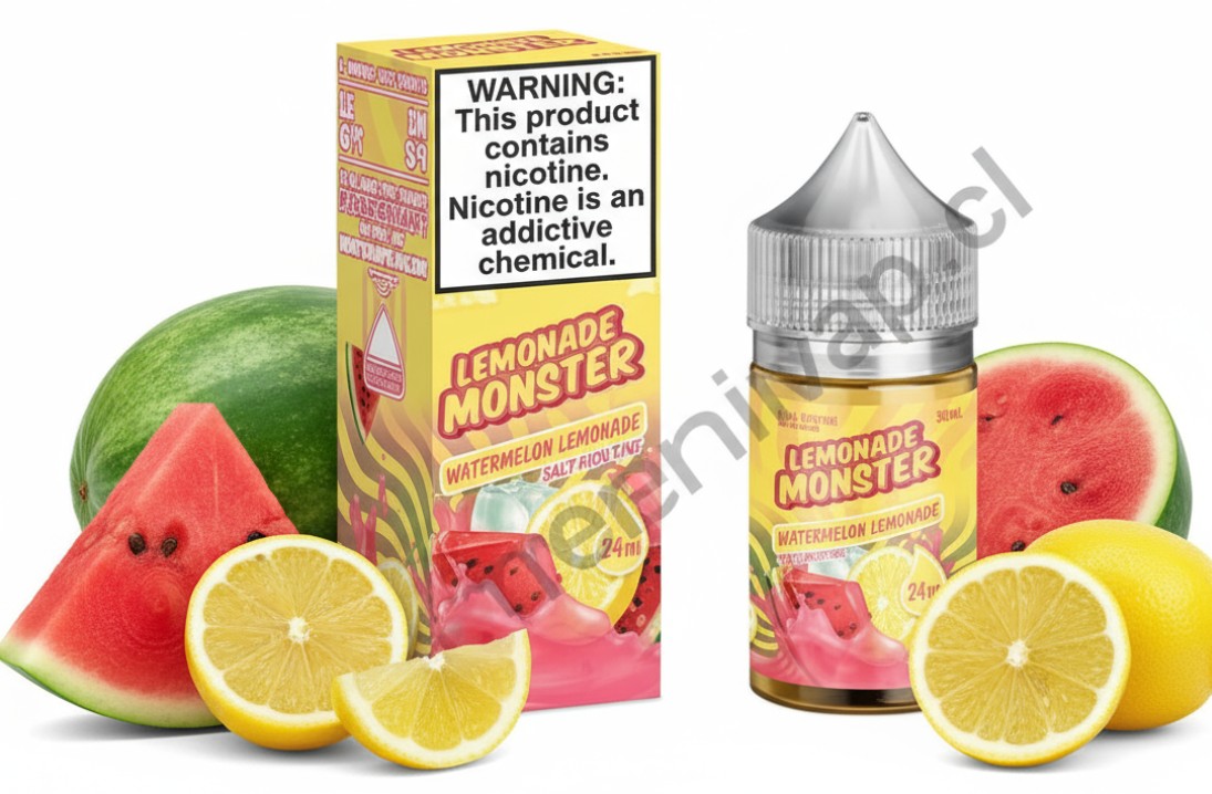 Imagen de Lemonade Monster Watermelon Lemonade Salt Nic 30ml con sandía, limón y sales de nicotina.