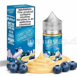 Imagen de Salt Custard Monster Blueberry 30ml con crema pastelera y arándanos frescos.