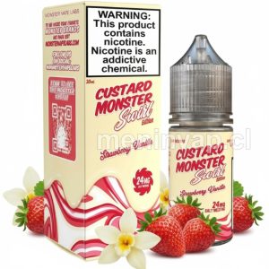 Imagen de Salt Custard Monster Strawberry 30ml con crema pastelera y fresas frescas.