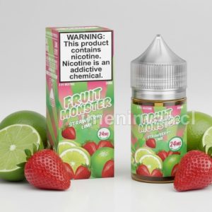 Imagen de Salt Fruit Monster Strawberry Lime 30ml con fresas, limas y sales de nicotina.
