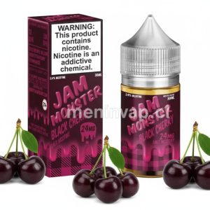 Imagen de Salt Jam Monster Black Cherry 30ml con cerezas negras frescas y sales de nicotina.