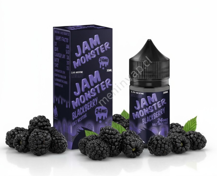 Imagen de Salt Jam Monster Blackberry 30ml mostrando moras frescas y sales de nicotina.